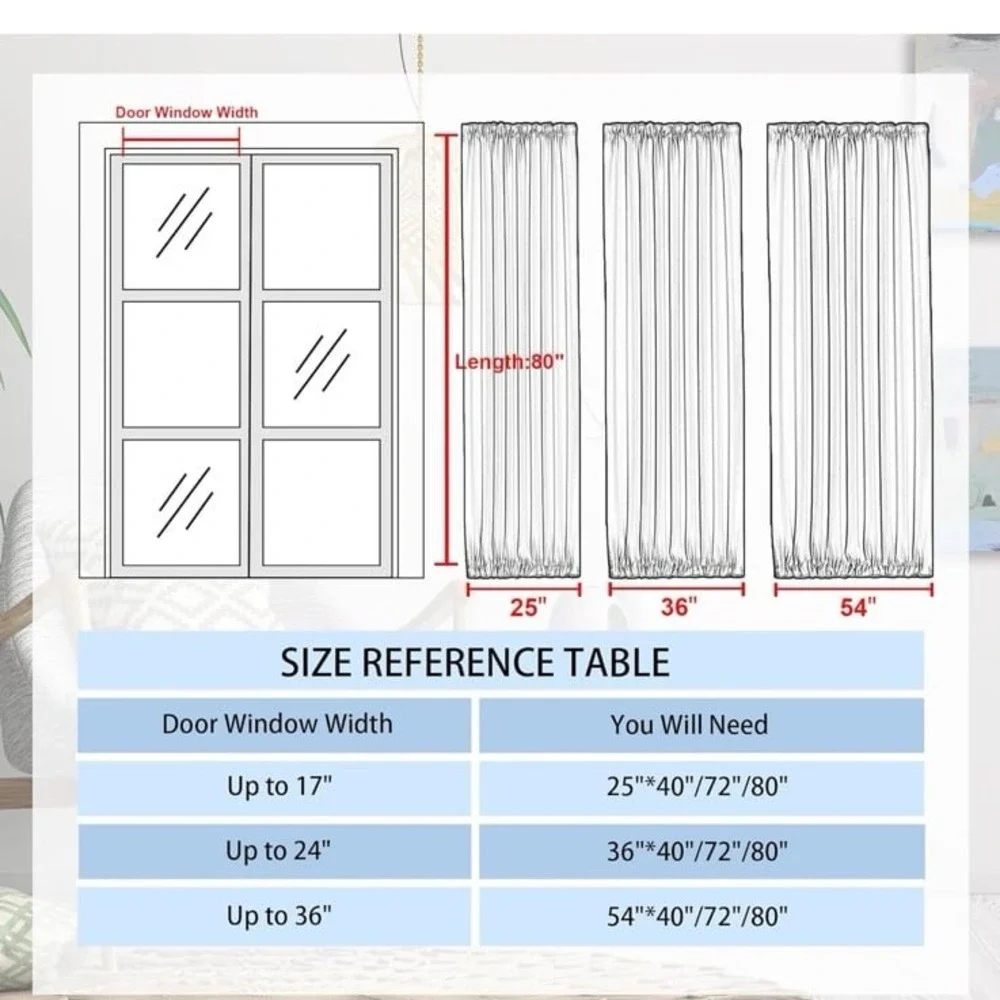 DWCN French Door Curtains – Rod Pocket Thermal Blackout Curtain for Doors with G